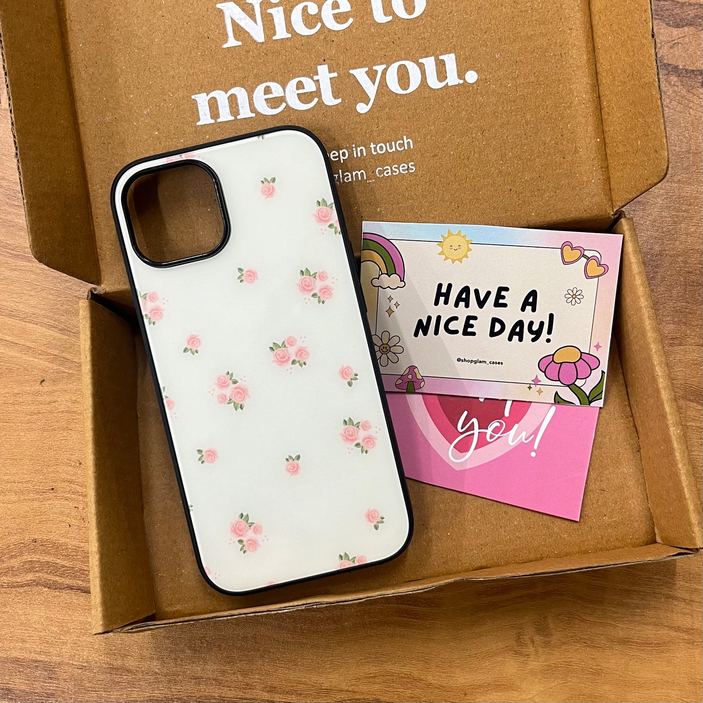 Pink Roses Glass Case