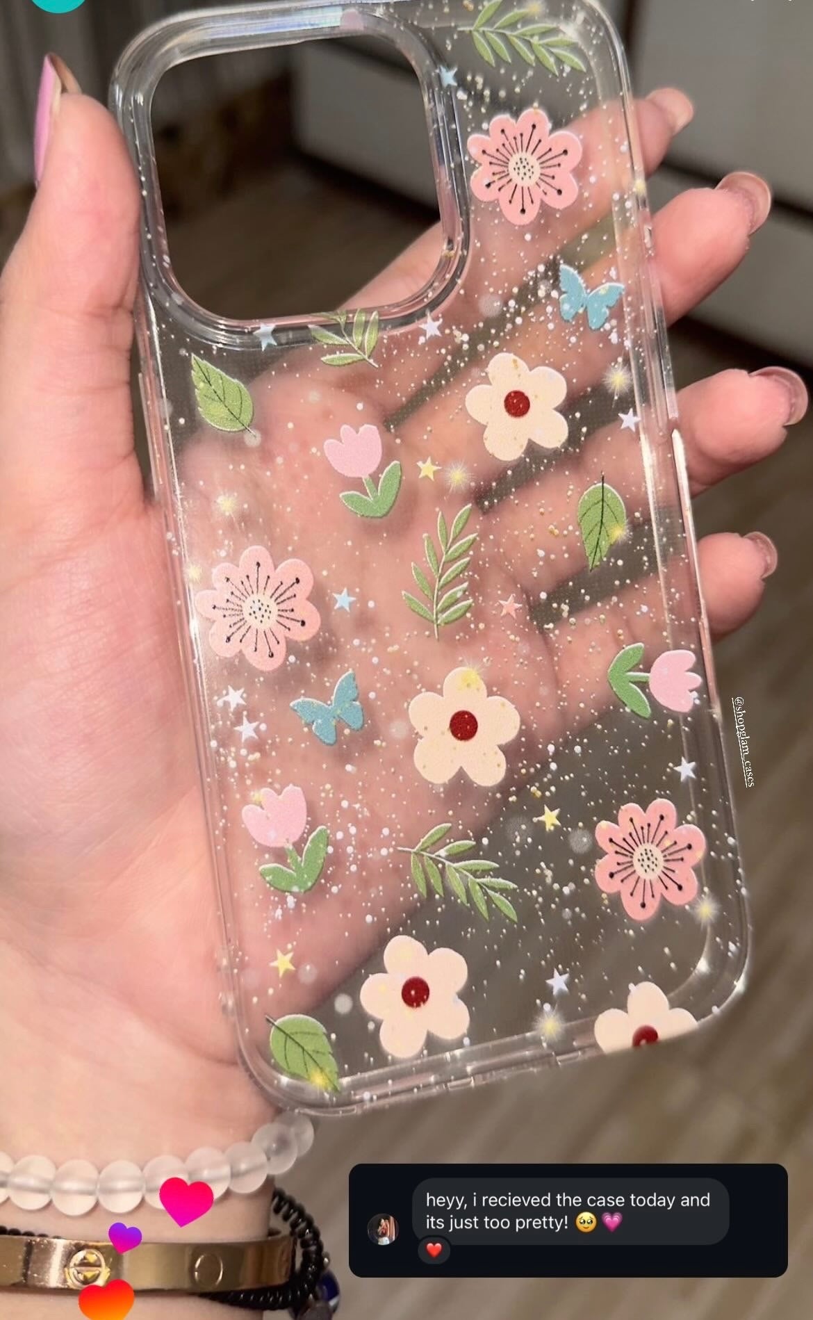 Floral Glitter & Sparkle Clear Case
