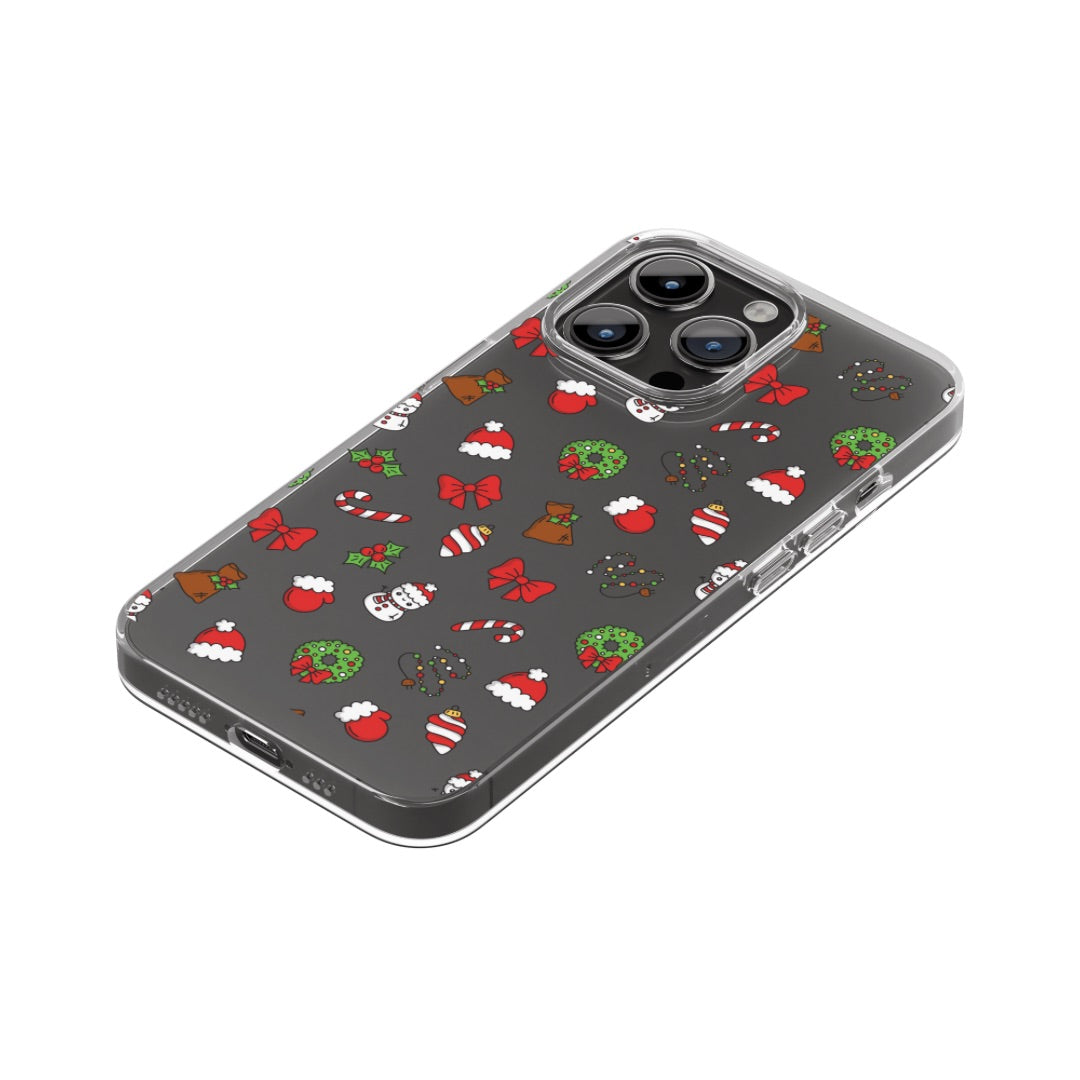 Christmas Doodle Clear Case