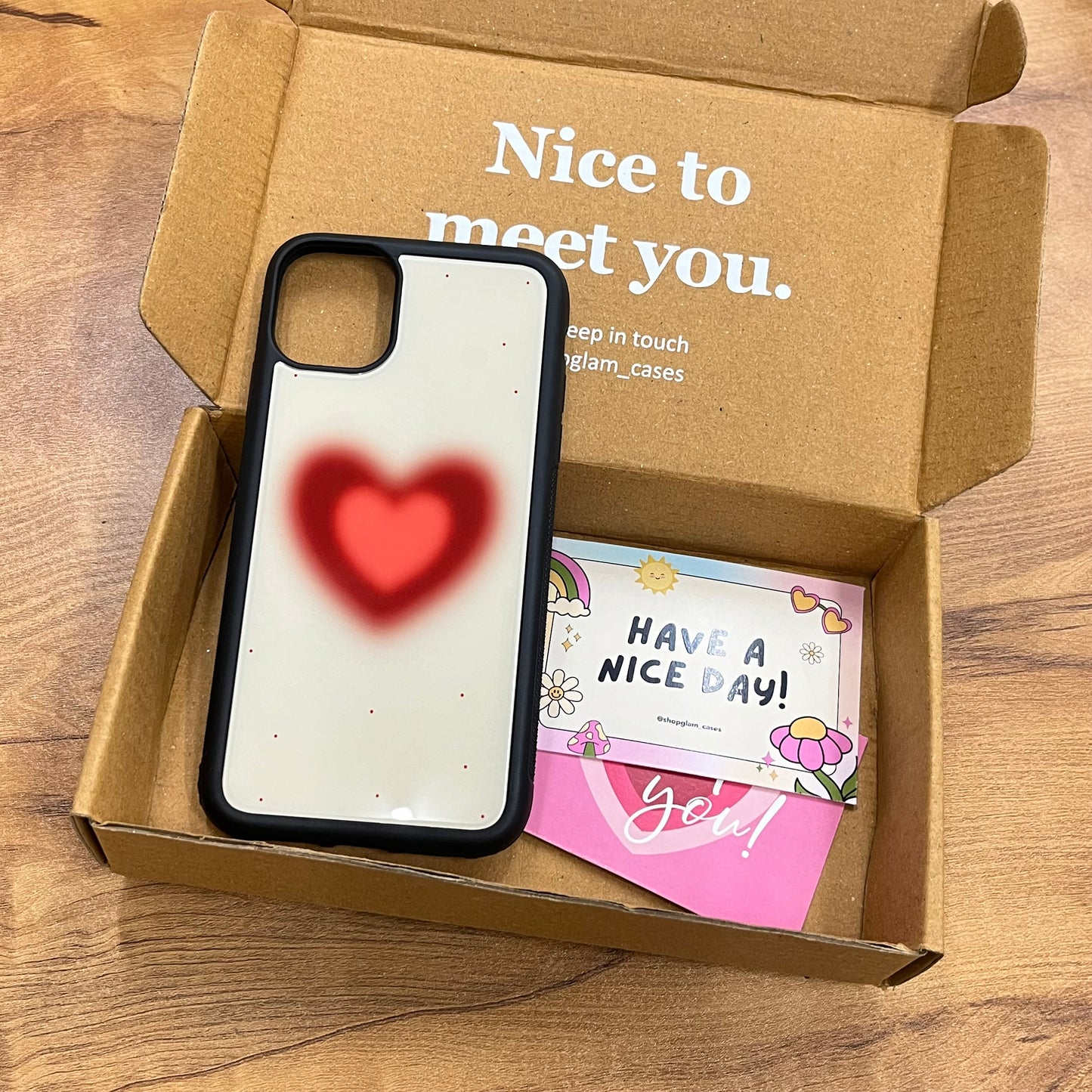 Red Aura Heart Glass Case