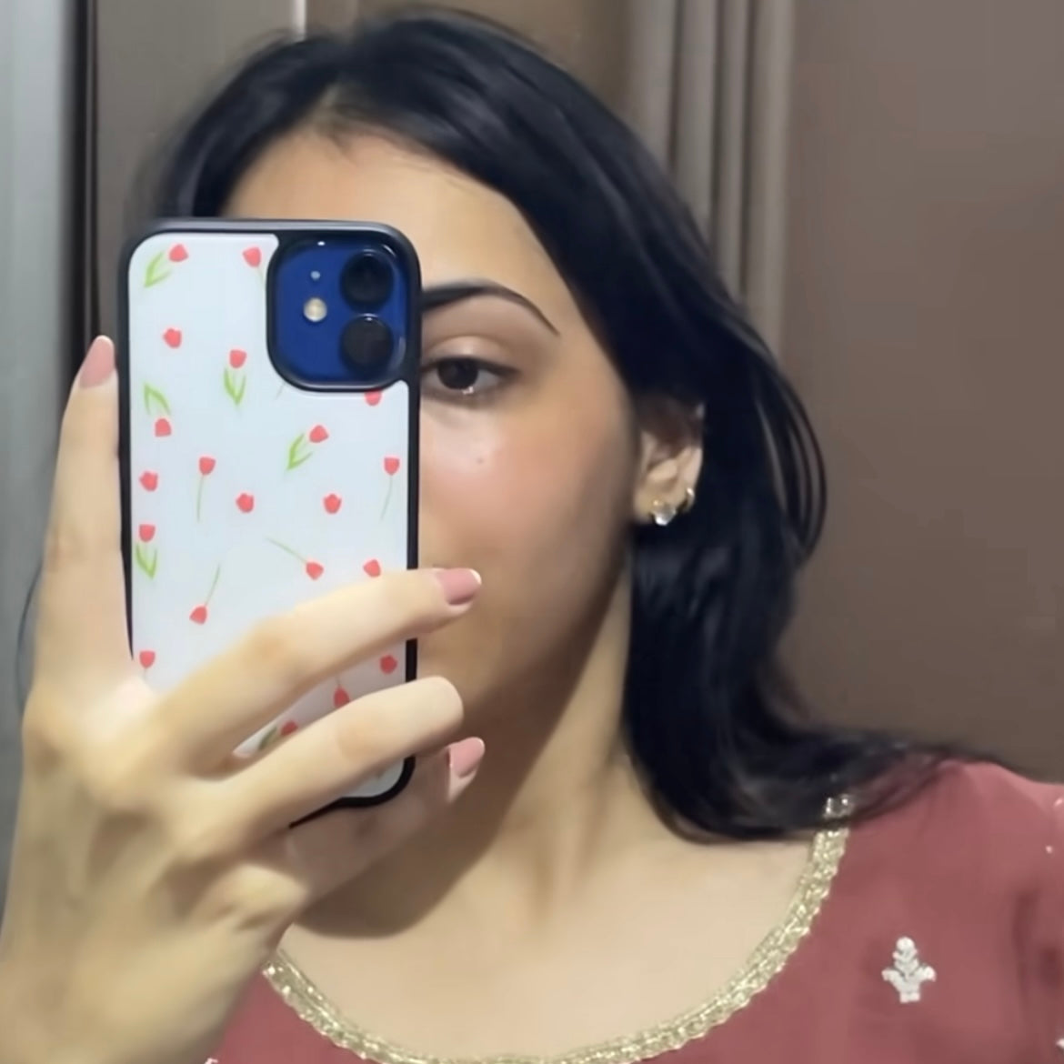 Cute Floral Glass Case