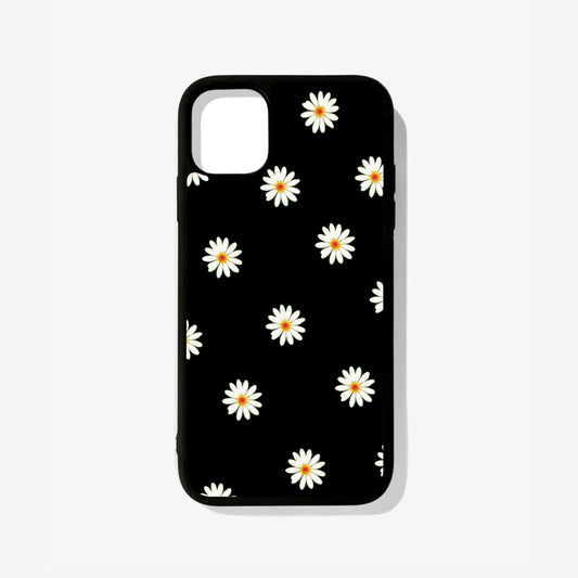 Black Daisy Glass Case