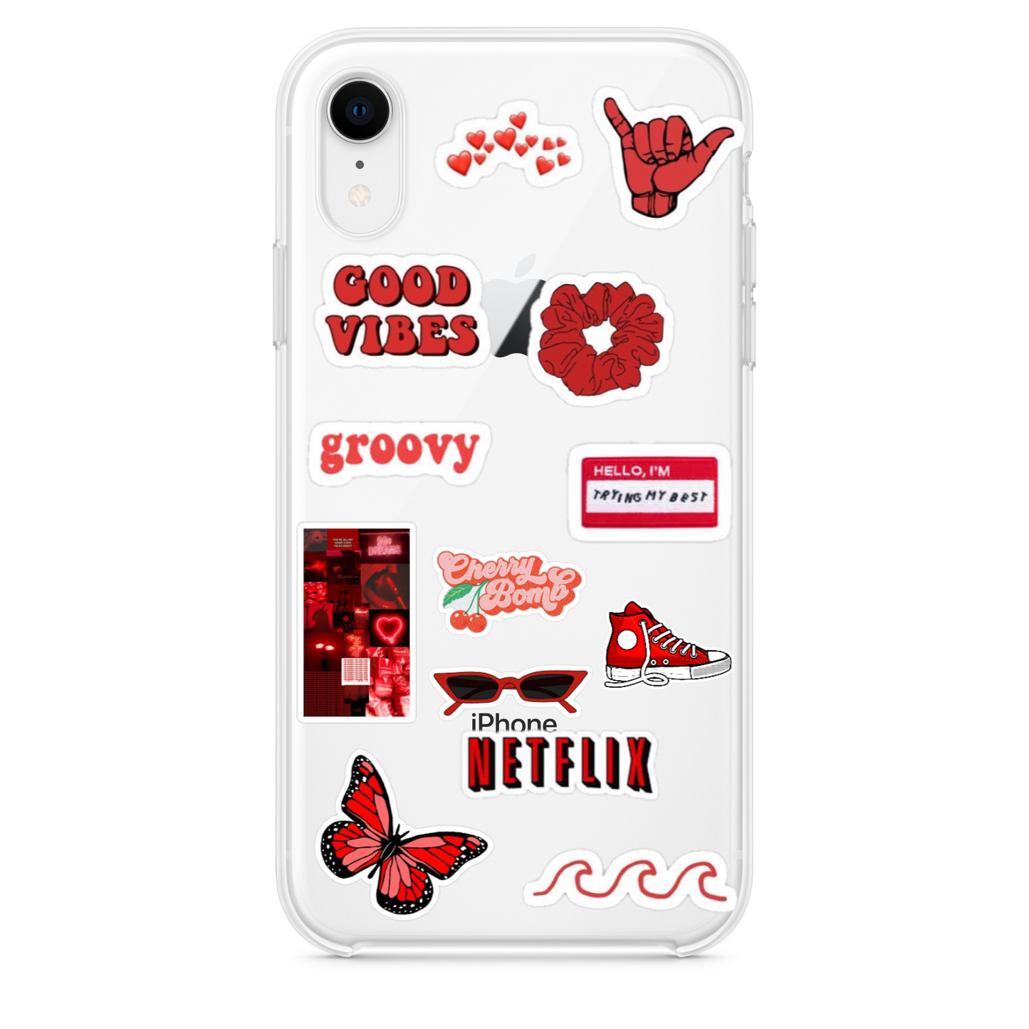 Red Stickers Clear Case