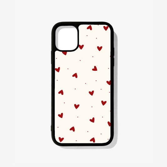 Red Hearts Glass Case