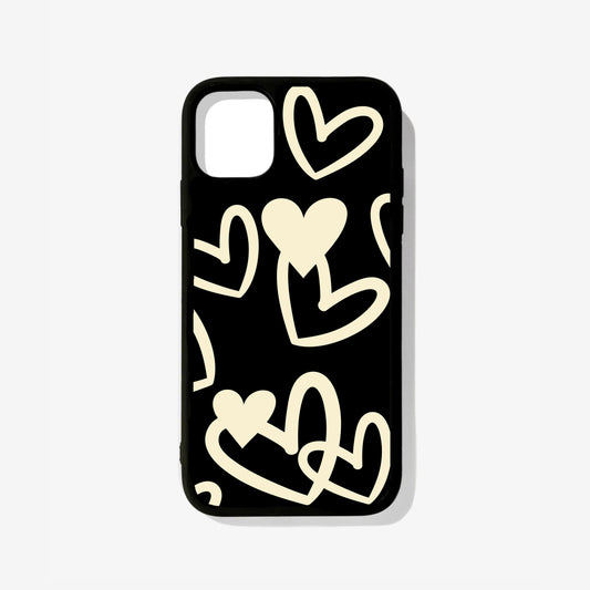 Hearts Outline Pattern Glass Case