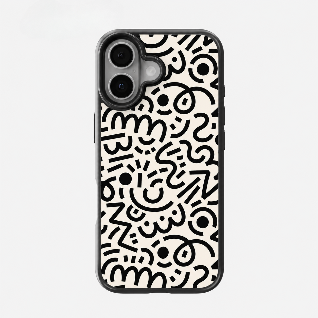 Black & White Retro Doodle Phone Case