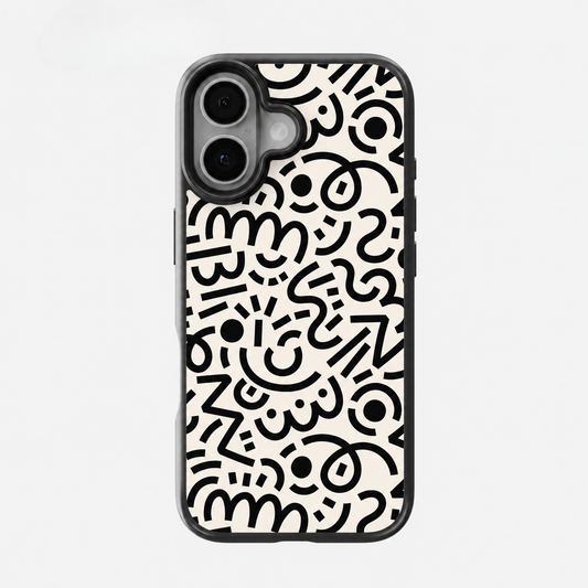 Black & White Retro Doodle Phone Case