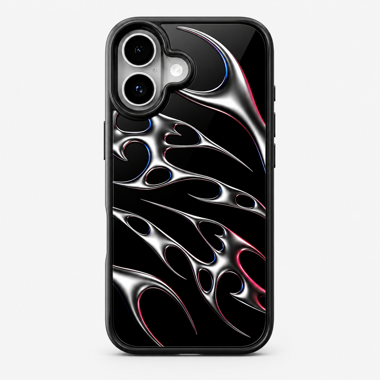 Black Chrome Flame Y2K Phone Case