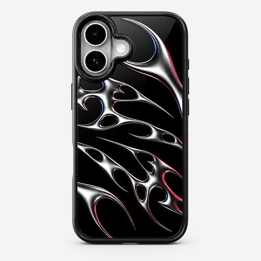 Black Chrome Flame Y2K Phone Case