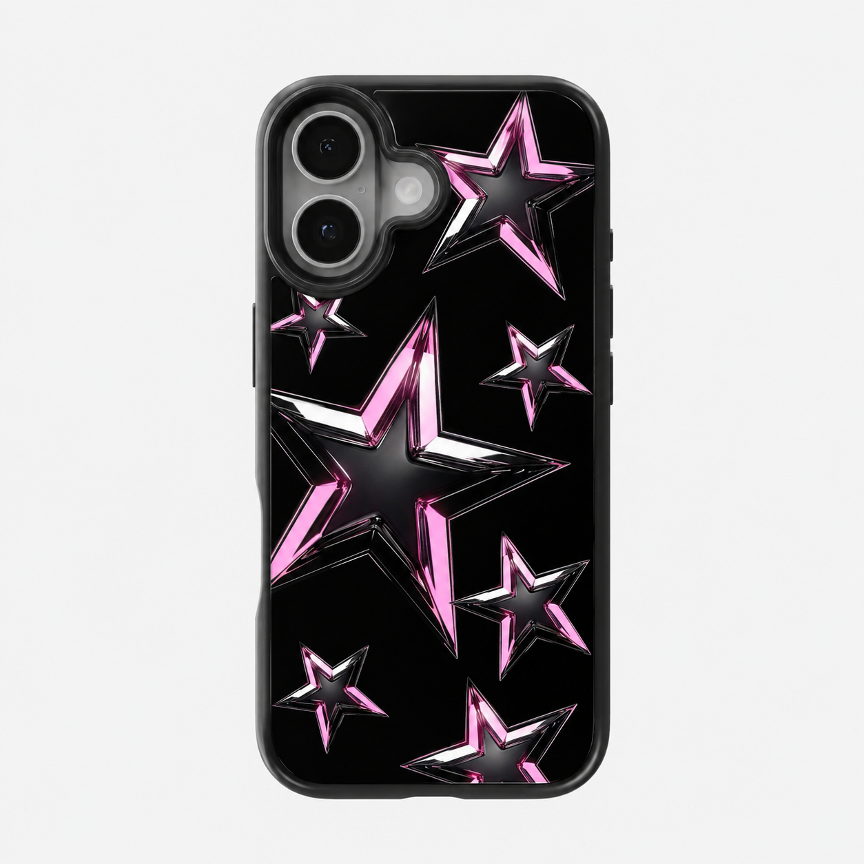 Pink Chrome Star Y2K Phone Case