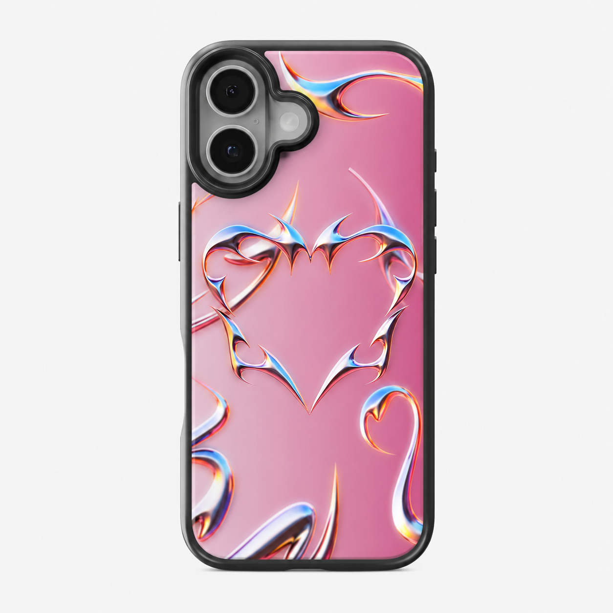 Y2K Chrome Heart Pink Phone Case