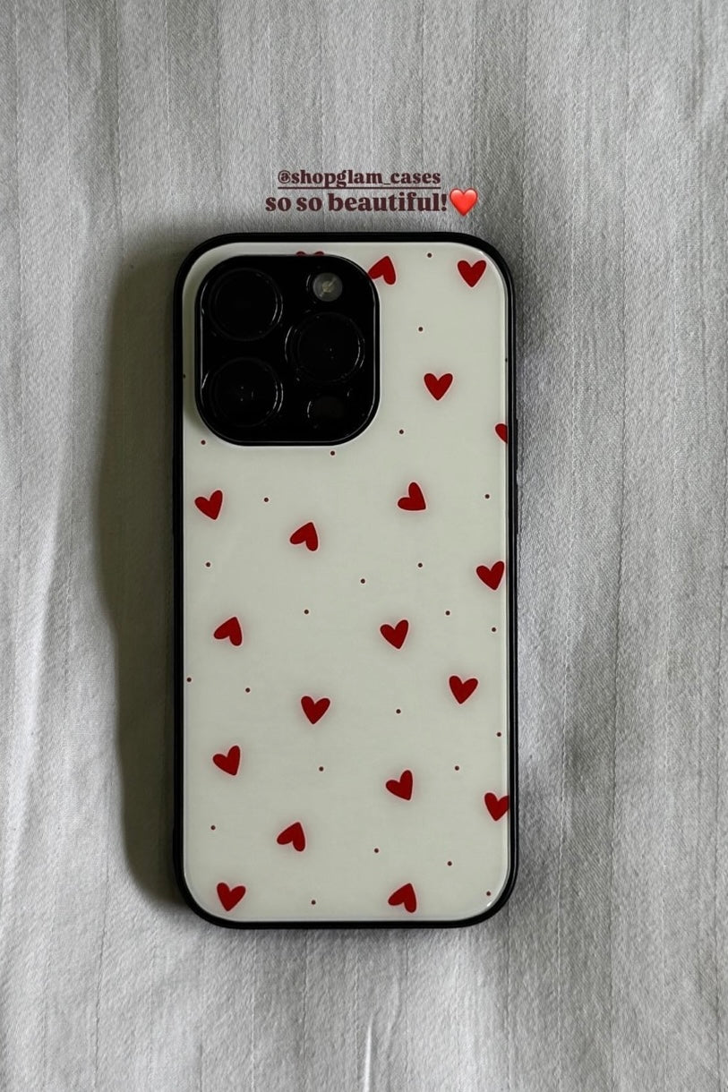 Red Hearts Glass Case