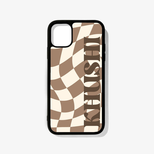 Checkered Name Glass Case