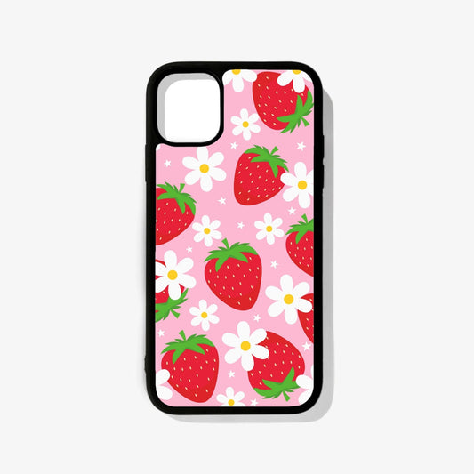 Strawberry Floral Glass Case