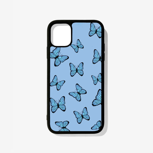 Blue Butterflies Glass Case