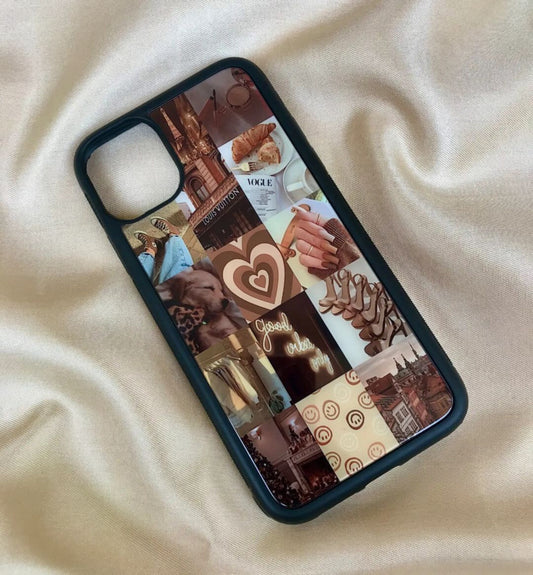 Brown Aesthetic Collage Glass Case