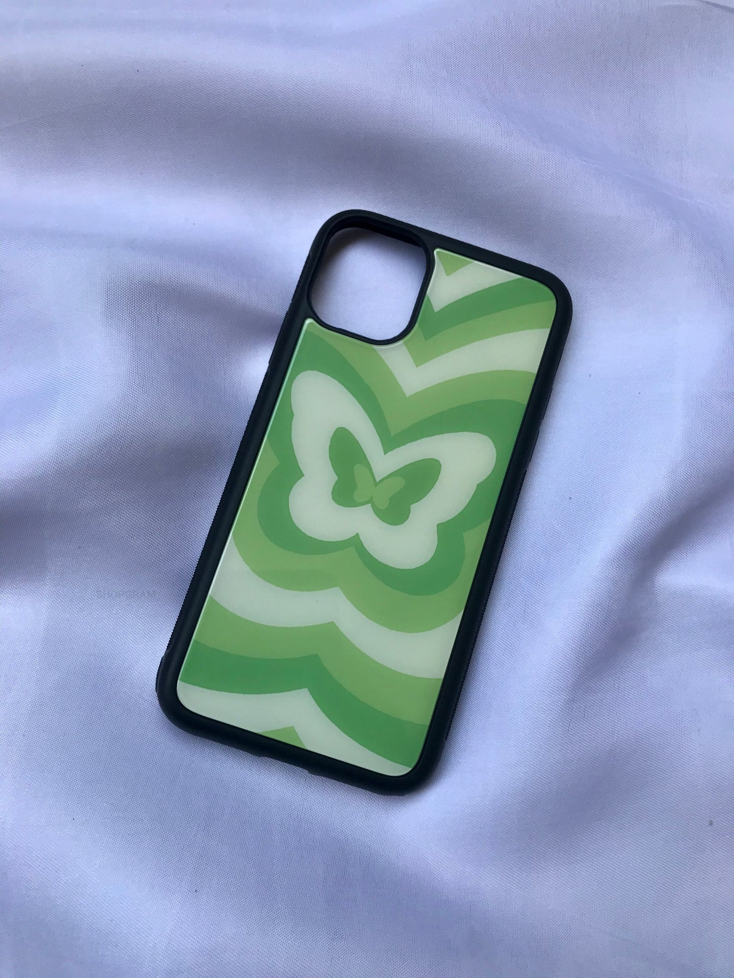 Pretty Green Butterfly Glass Case